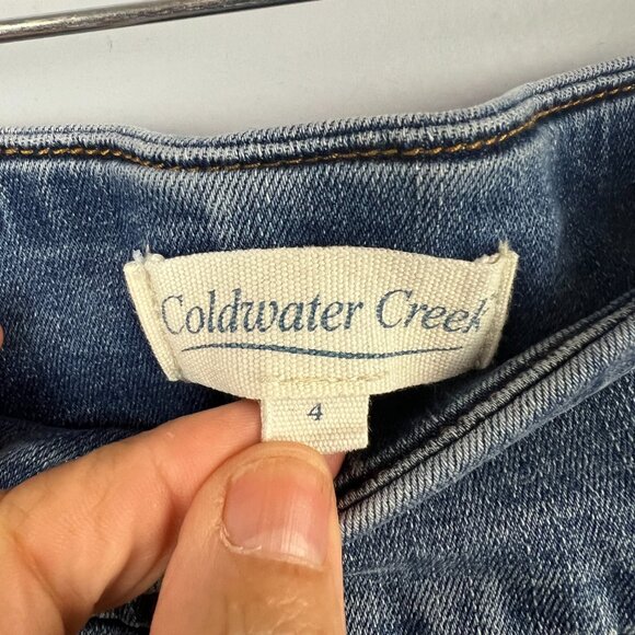 Coldwater Creek Patchwork Embroidered Pull-on Jeans Size 4 Boho Festival - Picture 4 of 6